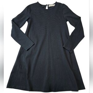 Carbon Soldier Black Long Sleeve Dress With Embroidered Angel Wings